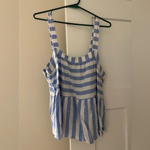 Blue and white striped tank Loft